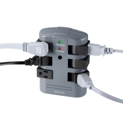 Six Outlet Pivot Plug Surge Protector with Wall Mount for desk setup charge phones laptops printers 1080 Joules pack of five