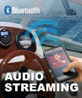 Marine Boat Stereo Gauge Receiver With Bluetooth Head Unit No CD Or DVD Player Built In 4 Channel Amplifier Weatherproof
