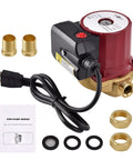 1.25 Hp 115V Water Circulator Pump With 1 2 Inch Sweat Line For Hydronic Heating And Radiant Floors, includes accessories.