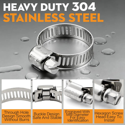 210 Piece Hose Clamp Kit With Eight Sizes From 6 To 51mm Stainless Steel Worm Gear Clamps Heavy Duty Automotive Radiator And Fuel