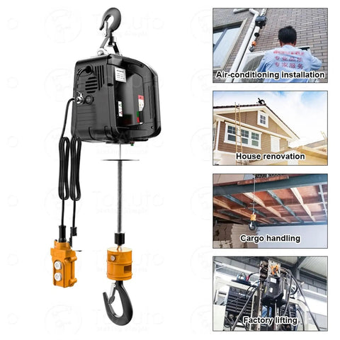 Rock Solid Heavy Duty Electric Chain Hoist Portable Auto Crane Lifter With 500kg Max Capacity Smooth Fast Motor Built Tackle Gear Zero Hassle Lifting For Shop Floor Garage Builds