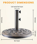 Heavy Duty 30 Lbs Patio Umbrella Base With Resin Stand Weather Resistant Powder Coated Bronze Umbrella Holder dimensions