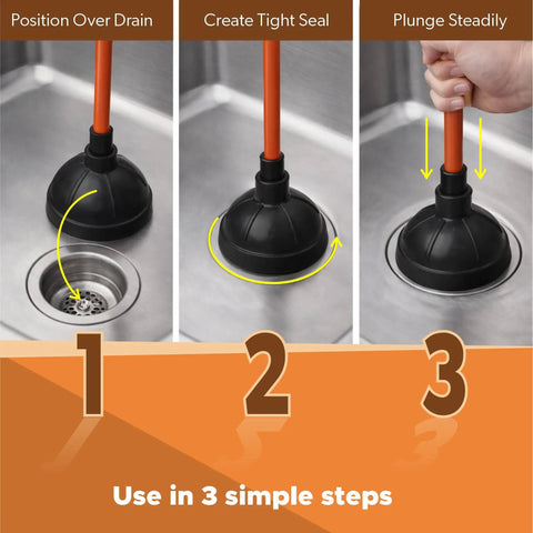 Heavy Duty Toilet Plunger For Bathrooms And Kitchens With Industrial Strength Suction Cup Flange Plunger Red Handle in sink use