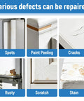 Various defects like spots, paint peeling, and scratches on appliances that can be fixed with the White Acrylic Touch Up Paint Pen Brings Slick High Gloss Shine For Knocking Out Scratches On Cabinets Wood Walls Doors Metal Appliances And Furniture Smooth As Butter.