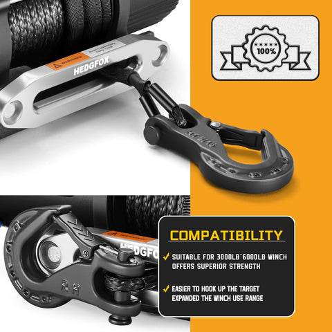 Five Sixteenth Inch Safety Steel Latch Winch Clevis Slip Hook With 14,000 Lbs Working Load Limit for Off Road ATV UTV Vehicle