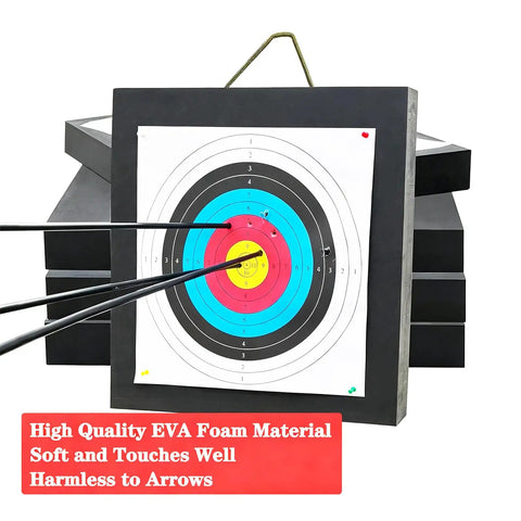 Backyard Archery Target Kit With High Density EVA Foam For Practice Arrow Stopping Cushion with arrows in target