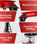 Close-up of Heavy Duty 3 Ton Gantry Crane 6600 Lbs Heavy Liftin Power With Manual Trolley Hook, showcasing reinforced steel plate and TIG welding.