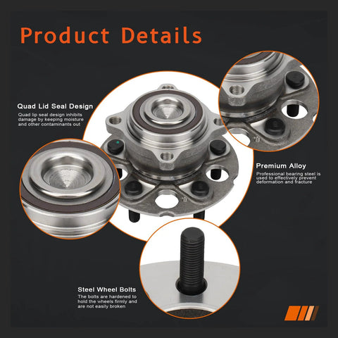 Product details of Pair Rear Wheel Hub And Bearing Assembly For Honda CRV Ex Ex LX Fwd Crosstour 2010 2015 And Accord Crosstour 2010 2011 Fwd With Japanese Kyodo Yushi AFI Grease For Your Ride, featuring quad lid seal and premium alloy.