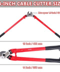 Professional Heavy Duty Cable Cutters 14 Inch Wire Snips Built Like A Tank Using Premium Chrome Vanadium Steel Cuts Thick Copper And Aluminum Core Cables No Sweat Required Bright Red Finish showing 14 inch size with rubber grip handles.
