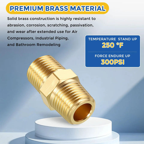 12 Pack Brass Pipe Fittings Set With 6 Pieces 1/8 NPT Male To 1/8 NPT Male Hex Nipples And 6 Pieces 1/8 FNPT To 1/8 FNPT Brass Couplings