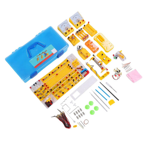 Hands-On Electrical And Magnetic Physics Experiment Kit With 68 Experiments, Ammeter Modules, and Storage Box displayed