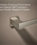 Honesty 12-Inch Towel Bar In Vibrant Brushed Nickel Finish mounted on wall, showcasing sturdy stainless steel and clean lines.