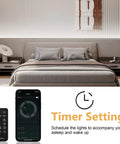 Bedroom with Smart Under Cabinet Lighting Kit With Dimmable LED Strip Lights 24V Plug In Linkable Bar Lights installed