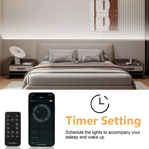 Bedroom with Smart Under Cabinet Lighting Kit With Dimmable LED Strip Lights 24V Plug In Linkable Bar Lights installed