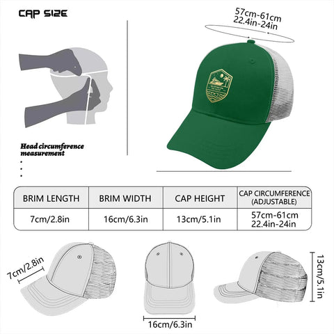 Cap size chart for Green Women's Trucker Hats Bundle For Everyday Style And Dope Cap Game, cotton baseball caps sizing details