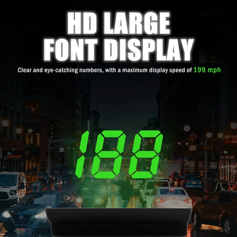 HD Car Heads Up Display With Large Font USB Plug And Play Digital Speedometer Adjustable Brightness HUD Universal Car Speed Readout