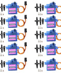 10-pack SG92R 9G Micro Servo Kit for Arduino Projects, includes servo motors, arms, screws; 360 degree rotation; compact size.