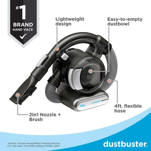 Dustbuster Flex Cordless Handheld Vacuum For Home Pet And Car Cleaning, 20V Max Battery, 4 ft flexible hose, lightweight design