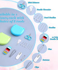 20 Pack Mini Travel Sewing Kit Set For On The Go Repairs With Scissors Needles Thread Spools And Emergency Fix Essentials In Durable Blue And Green Case displayed with accessories