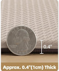 Anti Fatigue Kitchen Floor Mat 24 By 94 Inches Wide Runner Rug thick foam close-up with 0.4 inch measurement beside a coin