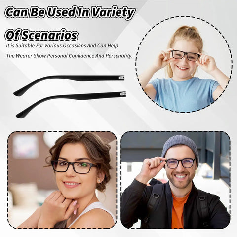Hella Sturdy Universal Glasses Arm Replacement Kit For Sweet Eyeglasses Legs Swap Including Screws Washers Nose Pads And Mini Screwdriver For A Dang Fast Frame Rescue Any Day with black eyeglass temple arms and happy users.