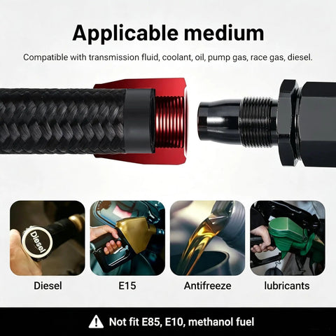 Dope 20ft Nylon Braided CPE Fuel Line Kit With Heavy Duty 6AN Fittings For High Flow Racing, Coolant Trans Oil Turbo Cooler And Car Upgrade Jobs braided hose and fittings