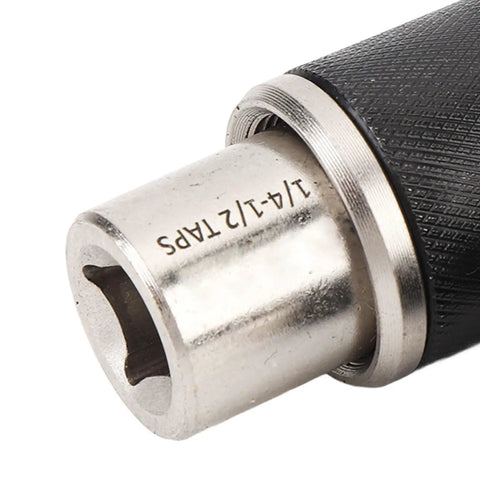 Close-up of 3 Piece Reamer And Screw Extractor Kit With Adapter For 3/8 Inch Drive Tools showing 1/4-1/2 inch tap adapter