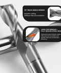 Close-up of Three Piece Three Thirty Second Inch Carbide End Mill Set With Two Flutes HRC 55 AlTiN Coated Square End Mills design feature.