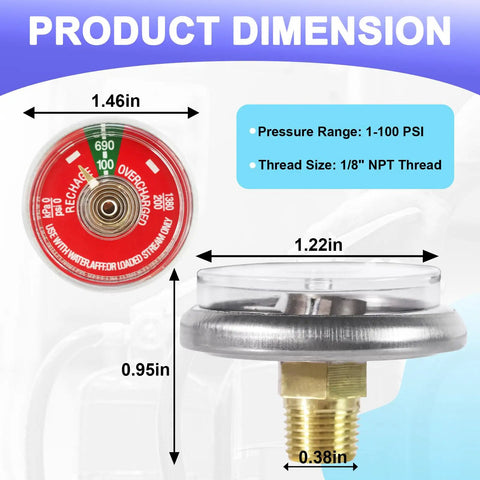 Knockout 5 Pc 100 Psi Pressure Gauge With 1 8 Inch Npt Thread And Bold Red Dial For Portable Water Fire Extinguishers Snag This Rig For Instant Installation So Your Emergency Kit Remains Locked And Loaded Without Any Hassle Down The Road