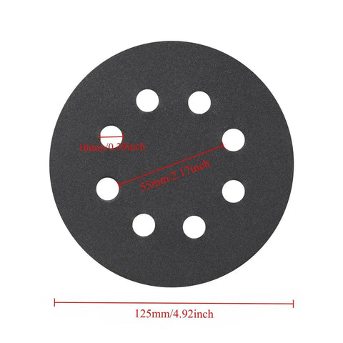 Grab These 5 Inch Wet Dry Sanding Discs With Eight Holes For Super Smooth Finishing Jobs Including Wood, Paint Or Primer Up To Grit 10000, black sanding disc with eight holes, 125mm size.