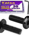 30 Pack M6 Flat Head Socket Cap Screws Bolts Made From Stainless Steel 304 Black Zinc Plated Fully Threaded Countersunk Screws