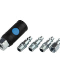 Push Button Safety One Quarter Inch Air Hose Fittings Quick Connect Couplers Steel With Zinc Plating Set Of 5 Industrial Grade