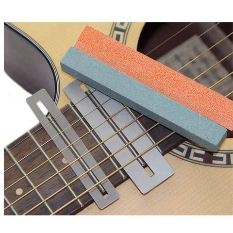Guitar Luthier Tool Kit 6 Pack With Fret Crowning File, Grinding Stone on guitar strings with Fingerboard Guards Protectors