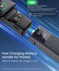 Fast Charging Battery Handle For Osmo Pocket 3 Power Grip With 2800mAh Quick Charge In About 1 Hour shown with charging cable