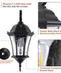 18 Inch High Outdoor Porch Wall Lantern With Dusk To Dawn Photocell Sensor Exterior Black Wall Mount Light details and features