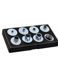 Universal 11 Piece Metal Bushing Router Template Guide Set Fits Porter Cable Style Sub Bases With Locking Case and foam insert