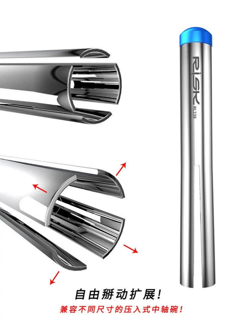 Close-up of Bike Bottom Bracket Bearing Removal Tool Kit for Press Fit Cups and Headsets, showing piston-style expansion mechanism.