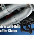 Two Piece 3 Inch Ubolt Exhaust Clamps Kit Beefy Heavy Duty Stainless Steel Saddle Type Muffler Clamps for 3 Inch OD Pipes