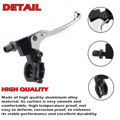 Seven Eighths Inch Folding Left Clutch Lever For Dirt Bikes Universal Handlebar Fit Works With XR80 XR100 XR200 SSR 125cc Coolster Roketa Baja Pit Bikes And More Silver