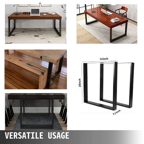 Heavy Duty Black Iron Square Tube Table Legs 16 Inches High And Wide For DIY Rustic Furniture Coffee Table Benches Set Of 2 Industrial Style Steel Construction Easy Install Built To Last in use as desk supports.