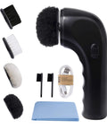 Portable Electric Shoe Polisher Brush For Rapid Shine And Fresh Kicks With Smooth Premium Leather Finish Hassle Free Auto Dust Extractor Kick Game Essentials, featuring various brush heads and a USB charging cable.