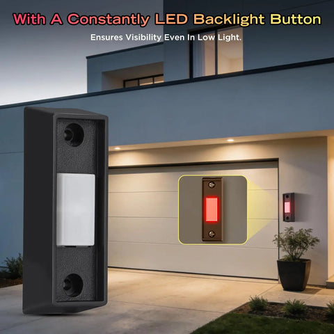 Replacement Wall Mount Garage Door Button With LED Light For 1995 To Current 29599S Wired Series II Wall Consoles
