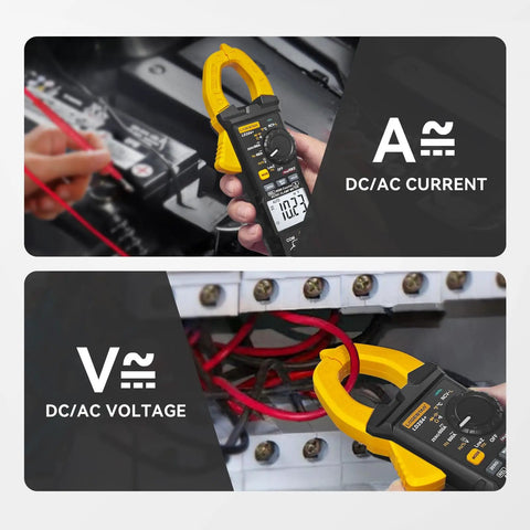Digital Clamp Meter Multimeter With Auto Range 4000 Counts For AC DC Voltage And Current, resistance test in progress