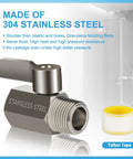 Front view of 304 stainless steel shower shut-off valve with lever