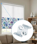 Metal Window Shade Brackets 8 Pieces Outside Mount Roller Shade Brackets with Screws in living room setting.