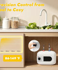 Compact Under Sink Mini Water Heater Delivers No Sweat Instant Hot Water For Kitchen Bathroom And RV 1.6 Gallon 1500W Electric Tank with control panel.