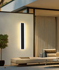 Four Direction Black Acrylic Outdoor Wall Light With 3000K Warm Glow, IP65 Waterproof Exterior Porch Sconce by seating area