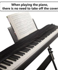Premium Suede Digital Piano Keyboard Cover For 76 To 88 Keys With Dust Protection, Elastic Drawstrings, and Music Stand Zippers