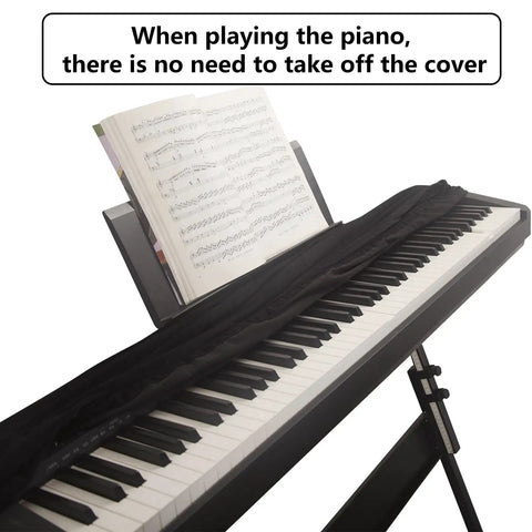 Premium Suede Digital Piano Keyboard Cover For 76 To 88 Keys With Dust Protection, Elastic Drawstrings, and Music Stand Zippers