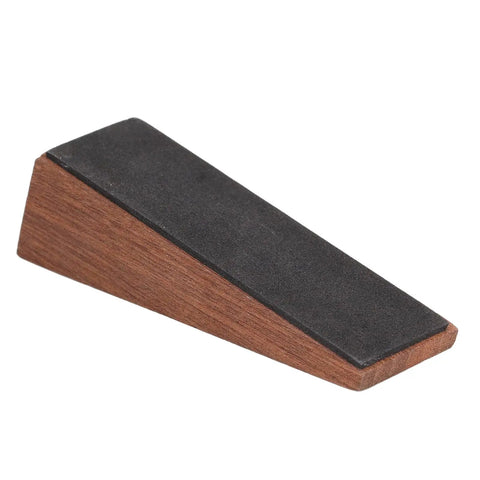 Beech Wood Triangular Door Stop With Sloped Non Slip Cap shown on white background